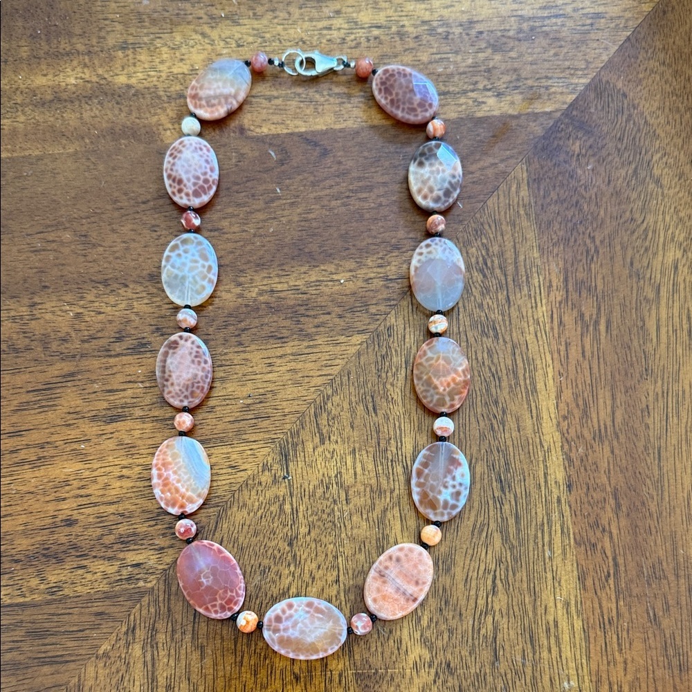 Orange and Brown Stone‎ Costume Necklace